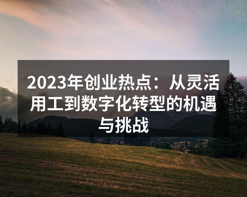 2023年创业热点：从灵活用工到数字化转型的机遇与挑战