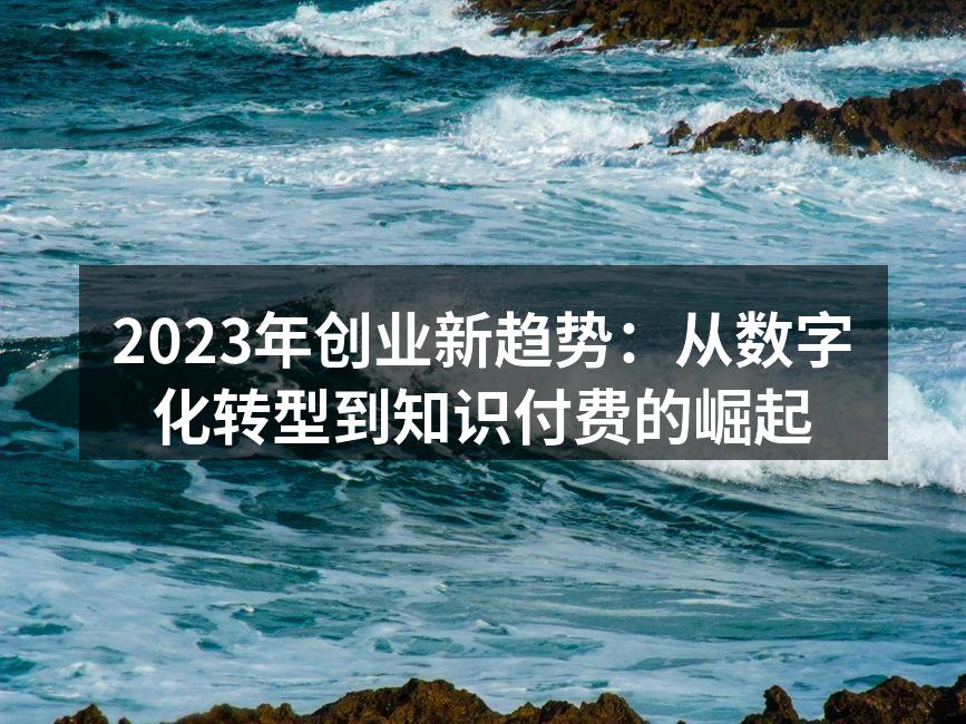 2023年创业新趋势：从数字化转型到知识付费的崛起