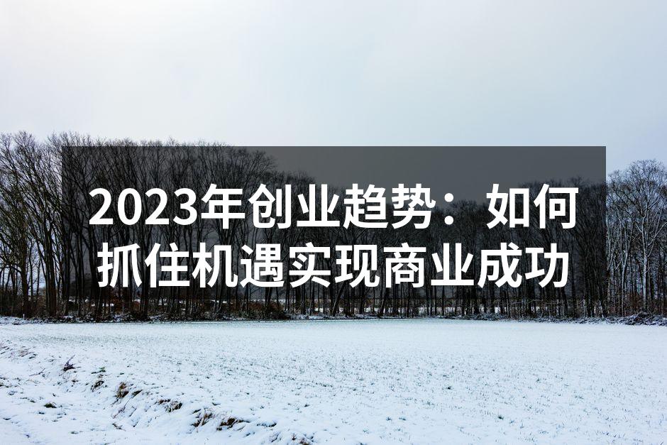 2023年创业趋势：如何抓住机遇实现商业成功